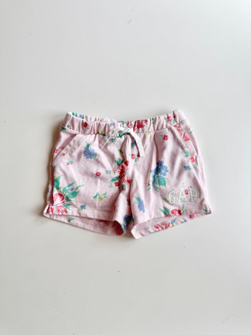 Kids' GAP Pink Cherry Blossom Cotton Terry Logo Cotton Sweat Shorts, Size 10